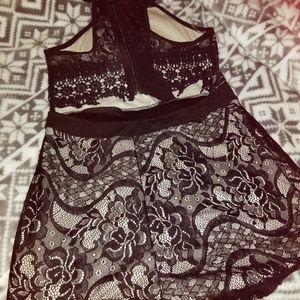 Black lacy romper shorts